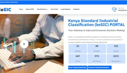 Kenya Standard Industrial Classification (KeSIC) Portal screenshot