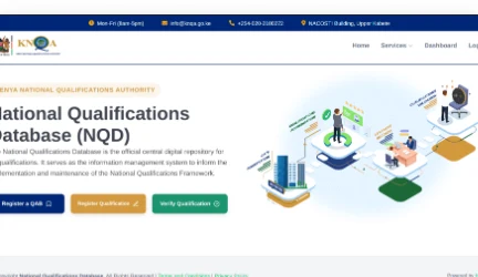Kenya National Qualifications Database (NQD) screenshot